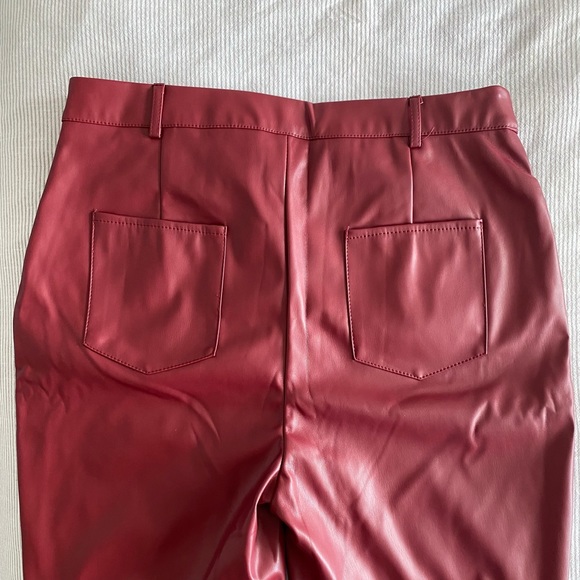 Deep Red Vegan Leather Pants - Picture 10 of 15